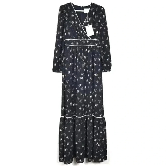 Gal Meets Glam Ariana Floral Long  Sleeve Chiffon Maxi Dress Sz 2 NWT - Picture 5 of 11